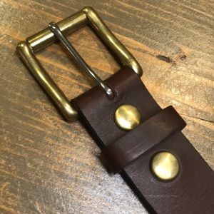 Men’s Brown Leather Belt with Brass Tang